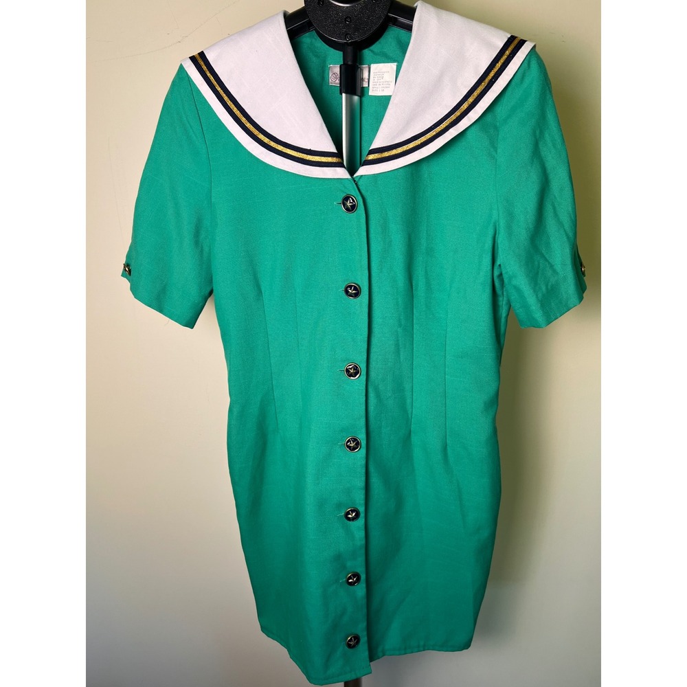 Pendleton Sailor Dress Womens 10 Green Halloween Costume Nautical Button Vintage